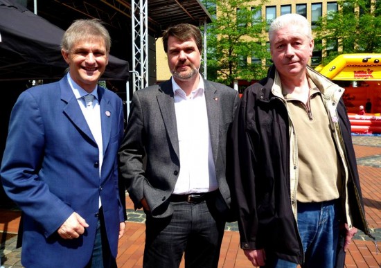 Landrat Michael Makiolla, Bundestagskandidat Michael Thews, Ratsherr Rüdiger Haag